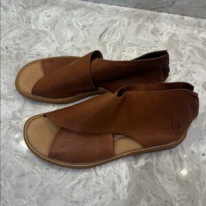 Born Tan Leather Slip-On Sandals